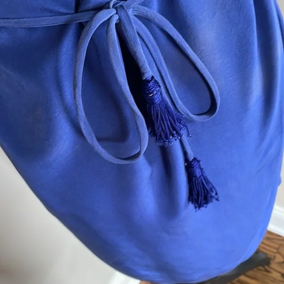 Wildred Aritzia silk 100% dress blue with fringe details - Picture 8 of 11